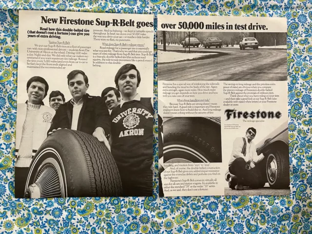 Vintage 1970 Firestone Tires Print Ad Sup-R-Belt University Of Akron In Photo