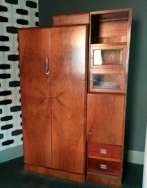 Art Deco Gentlemens Tallboy Wardrobe Walnut