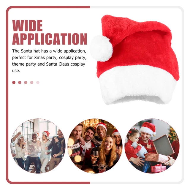 PLUSH SANTA HAT Short Hats Bulk Christmas Party Supplies Claus Costume