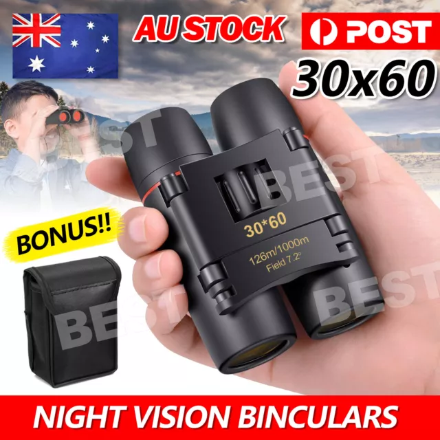 Day Night Vision Binoculars 30x60 Zoom Outdoor Travel Hunting Folding Telescope