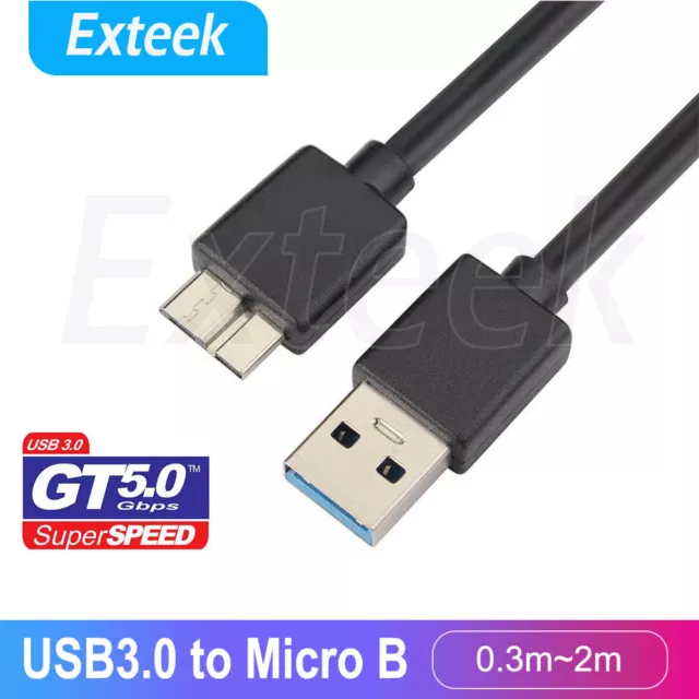 USB 3.0 Male A to Micro B Super High Speed Hard Drive Cable For Seagate WD