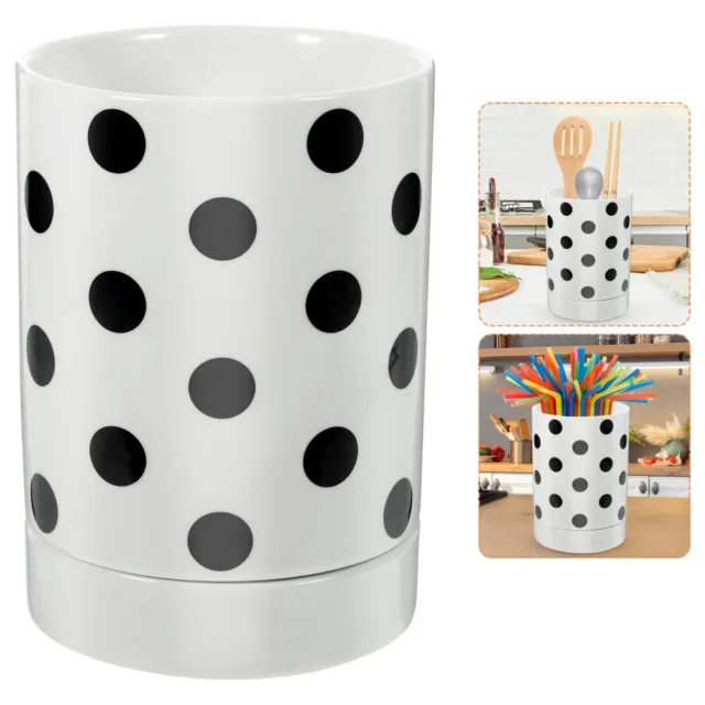 Cubo de cerámica-bastón, soporte de goteo de cubiertos, soporte de cubiertos desmontable