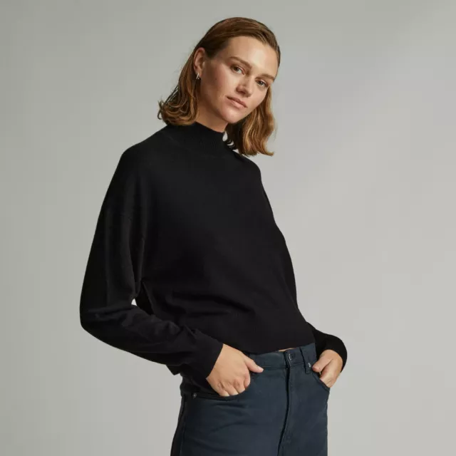 Everlane The Luxe Merino Turtleneck Sweater Oversized Wool Yak Hair Black S