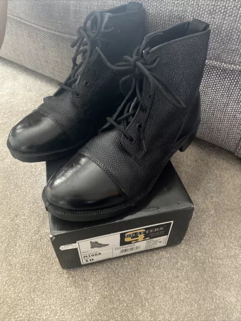 Grafters M166A Womens/Mens Leather Lace-Up Cadet Boots Black