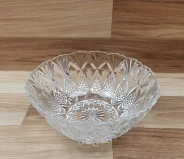 Vintage Large Clear Pressed Glass Patterned Fruit / Trifle Bowl