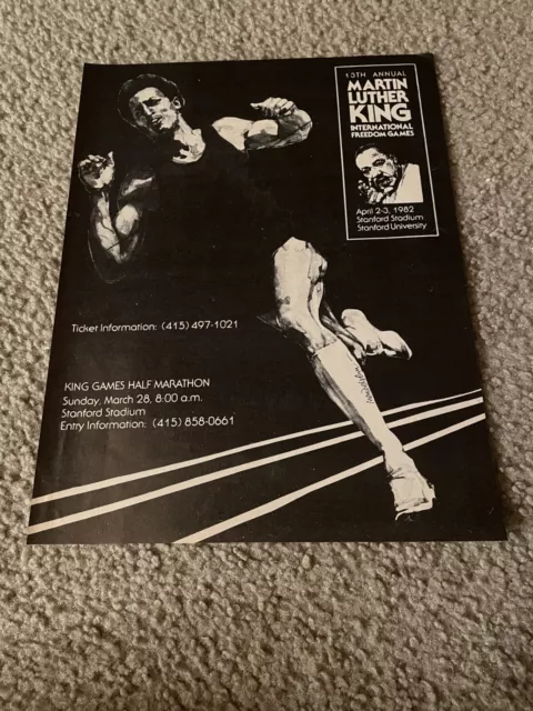 Vintage 1982 MARTIN LUTHER KING INTERNATIONAL FREEDOM GAMES ANNUAL RACE PRINT AD