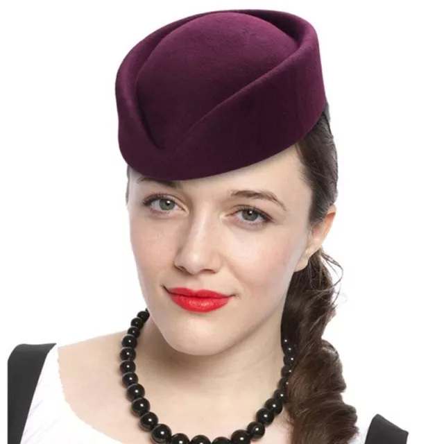 Teardrop Felt Beret Hat - Millinery Wool Base Cap Stewardess Air Hostesses Hats