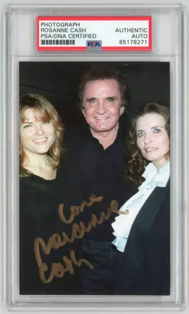 ROSANNE CASH Signed Photo W/ Johnny & June Cash- Country Music Singer - PSA