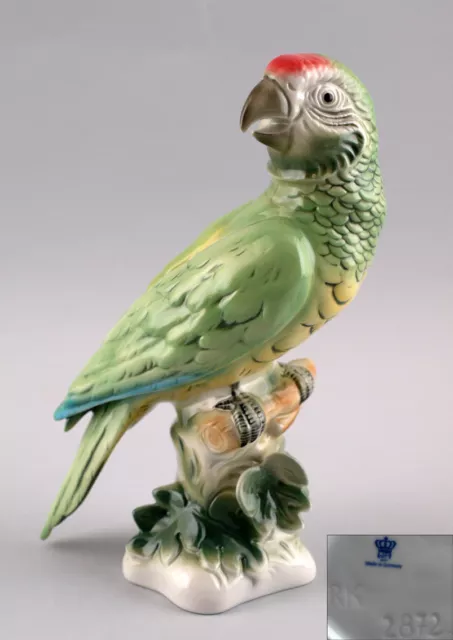 9942119-dds Wagner&Apel Porzellan Figur Ara Papagei grün H22cm