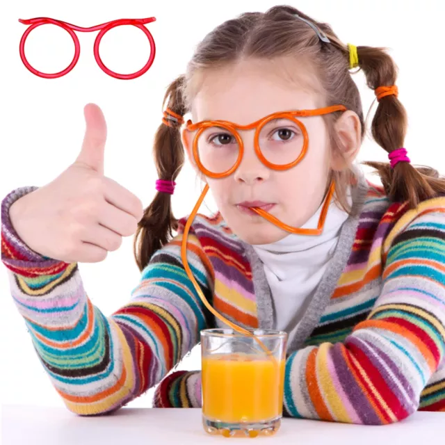 Silly Straw Glasses for Children Fun Loop Drinking Straw Eye Glasses Decoration✯