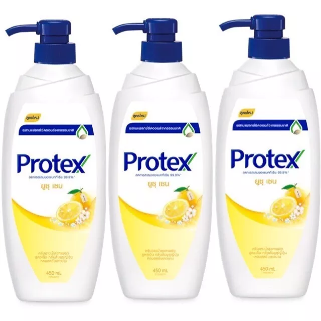 3X450ML Protex Antibacterial Shower Cream Yuzu Zen Remove Bacteria Body Wash