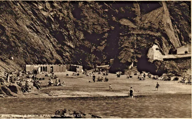 Ilfracombe Postkarte C1910 Fotografiertunnel Strand Badehütten Devon