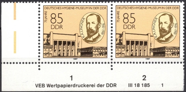 DDR 1987 Mi.Nr. 3089 ** postfrisch Eckrand mit DV Druckvermerk FN 1