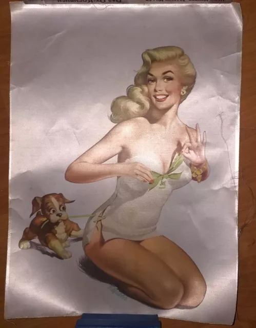 Altes Pin-Up Plakat: Franco Mosca - Girl mit Hund - Pattinatore di figura