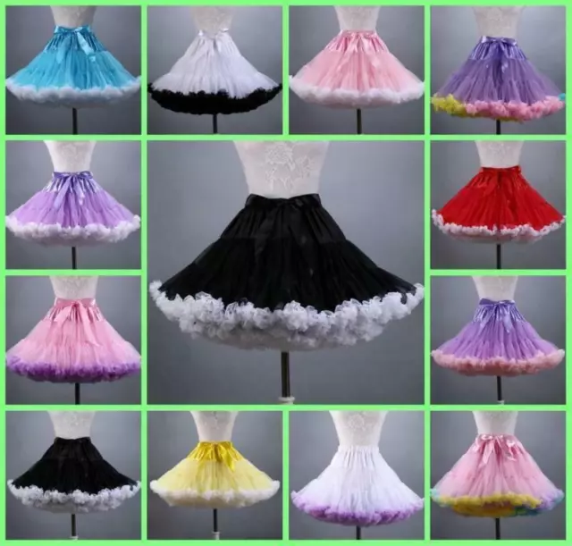 Chic Retro Women Short Petticoat Underskirt Skirt Crinoline Slips Tutu Tulle 16"