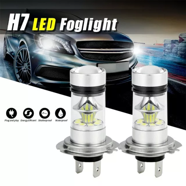 Set H7 LED Kit Conversion Phare Ampoules Haut Bas Faisceau 100W, 6000K Blanc