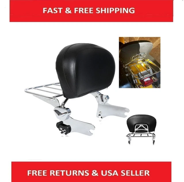 Backrest Sissy Bar+Luggage Rack For Harley Touring Electra Glide Road King 94-08