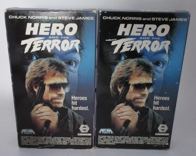 Two 1988 Vintage VHS Tapes Hero and the Terror Chuck Norris Media Ent Used