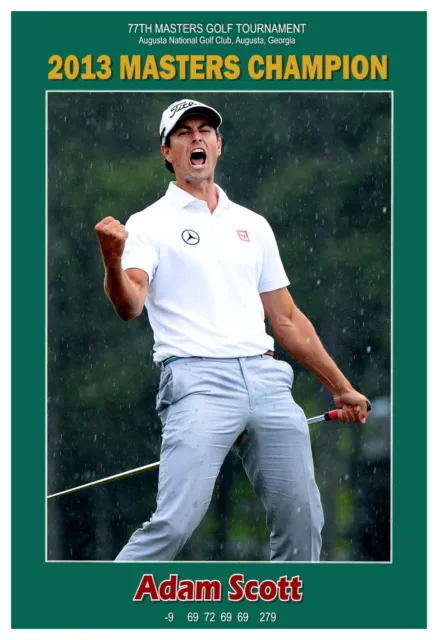 Adam Scott 2013 Masters Golf Champion 13"x19" Commemorative Poster