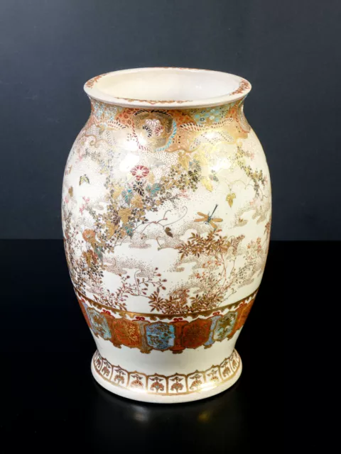 ⚜️ Antike Vase Satsuma Old-Time Meiji 1800 Keramik Emaille Polychrom Japan