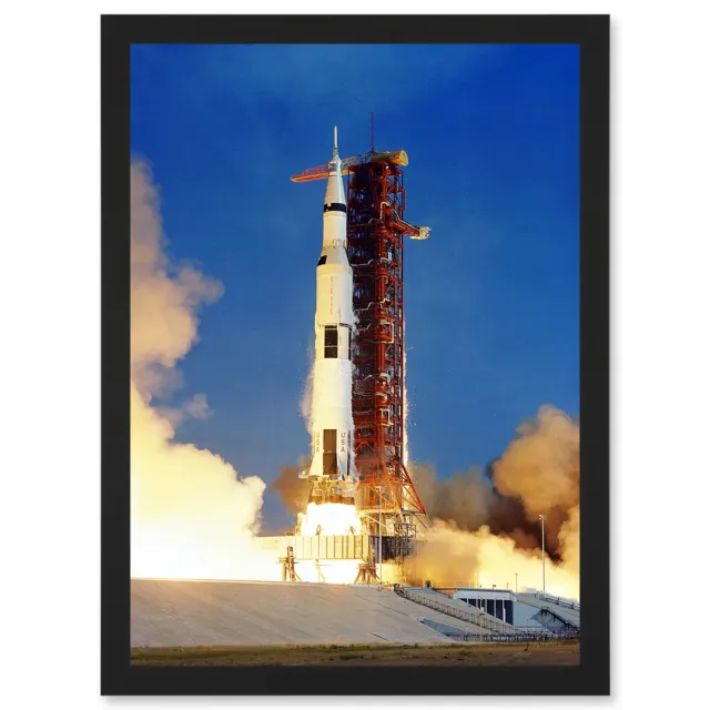 Space Nasa Apollo 11 Rocket Launch Photo USA Moon Mission Framed A4 Art Print