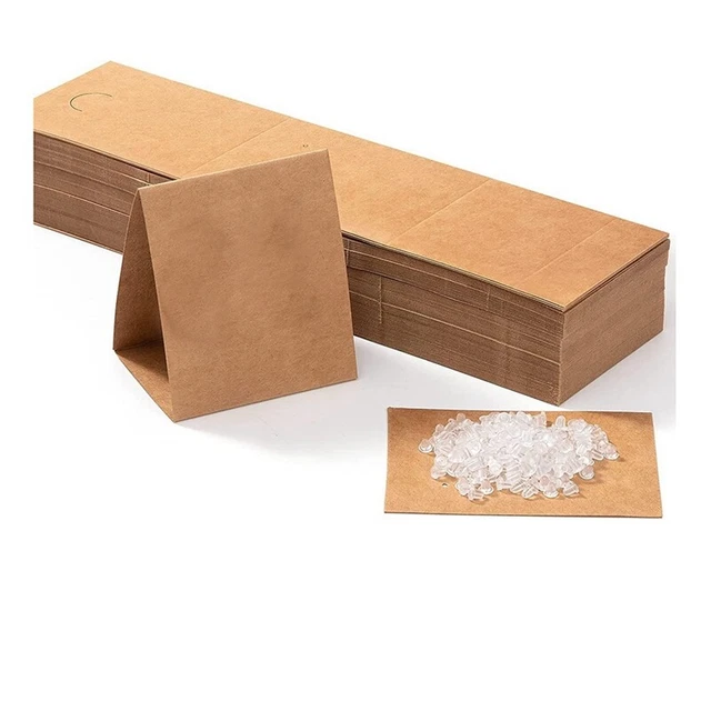 200 Cartes Présentation Boucles D'oreille Kraft - Étiquettes Bijoux DIY 9x5cm - Marron