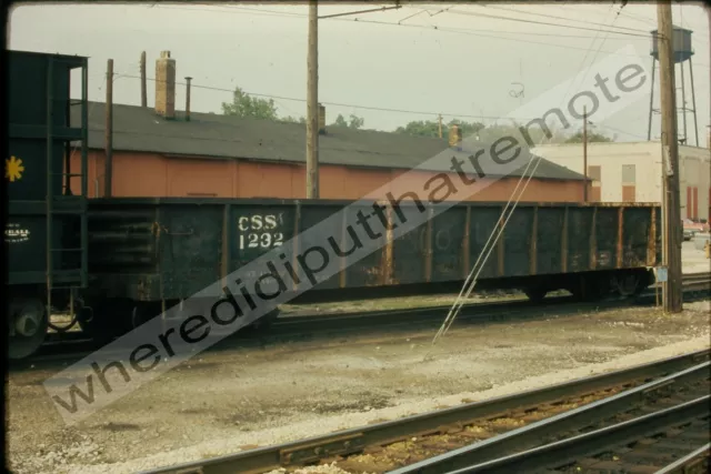 Orig. Slide Chicago S. Shore & S. Bend CSS 1232 Gondola Michigan City 7-9-1973