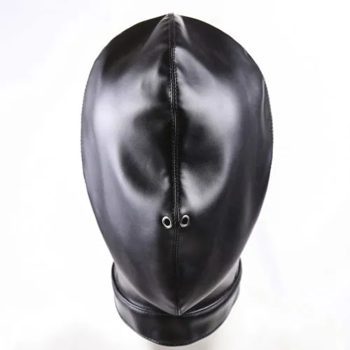 Quality Soft PU Leather Full Covered Blindfold Hood With Nose HolesC3