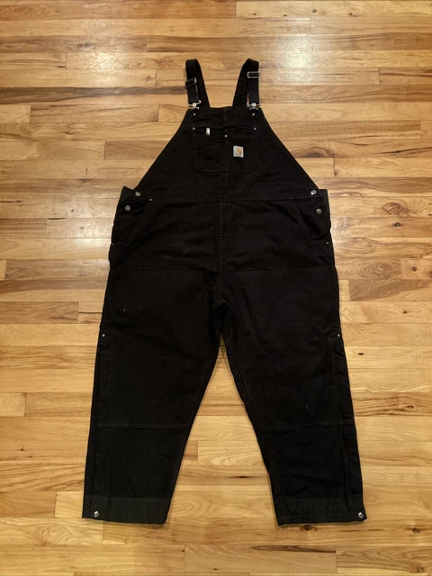 Carhartt 104031 Men 4XL Fits 54x29 Short Double Quilted Lined Bib Black Overalls