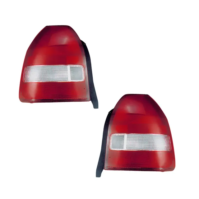 Tail Lights Lamps Pair Set for 99-00 Honda Civic Hatchback (Red/Clear)