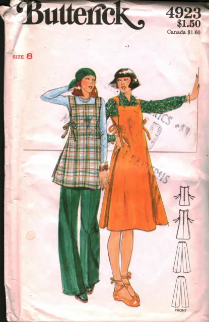 4923 Vintage Butterick SEWING Pattern Misses Maternity Jumper Top Pants OOP Sew