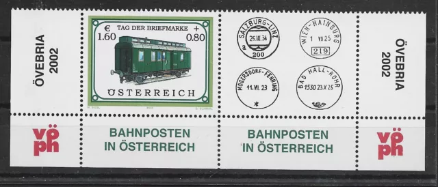 c649 ÖSTERREICH/ Tag der Briefmarke 2002-Eisenbahn MiNr 2380 ** ZF-Unterrand