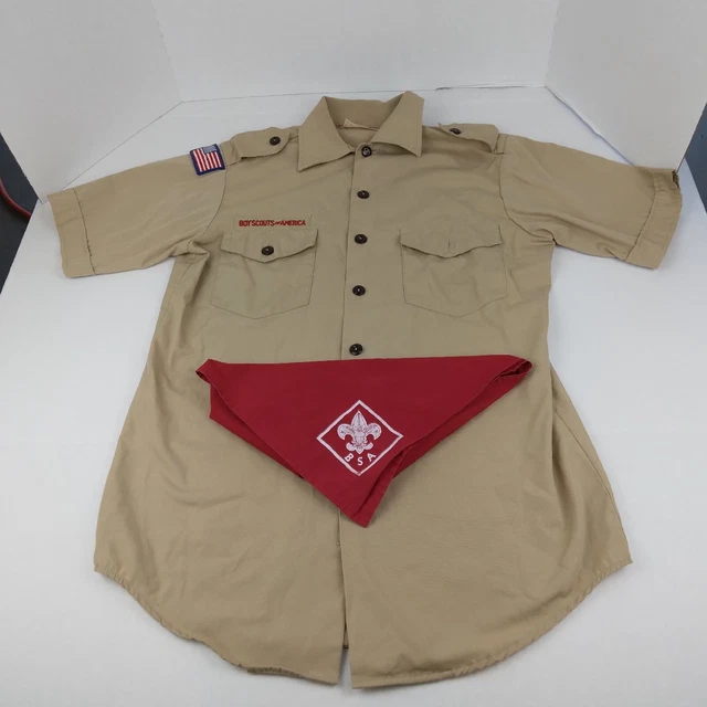 Vintage Boy Scouts of America Button Down USA Made Men's Small Uniform Shirt
