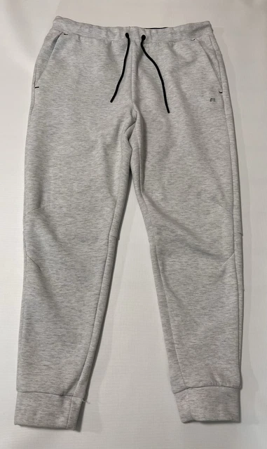 Russell Men Activewear Pants Large Gray Fusion Knit Sweat Jogger Drawstring