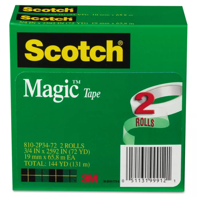 Scotch Magic Tape 3/4" x 2592" 3" Core 2/Pack 8102P3472