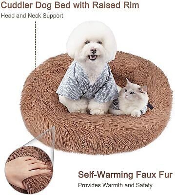 BABYLTRL Dog Bed Cat Bed Donut, Faux Fur Pet Bed Comfortable Cuddler Round, Ultr 2