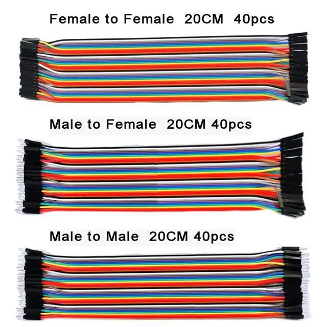 40 pcs Dupont Cables M-F, M-M, F-F Jumper Breadboard Wire GPIO Ribbon Pi Arduino