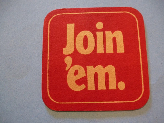 Beer Pub Coaster ~ TETLEY'S Bitter Bittermen: Join 'em! Leeds, England Brewer