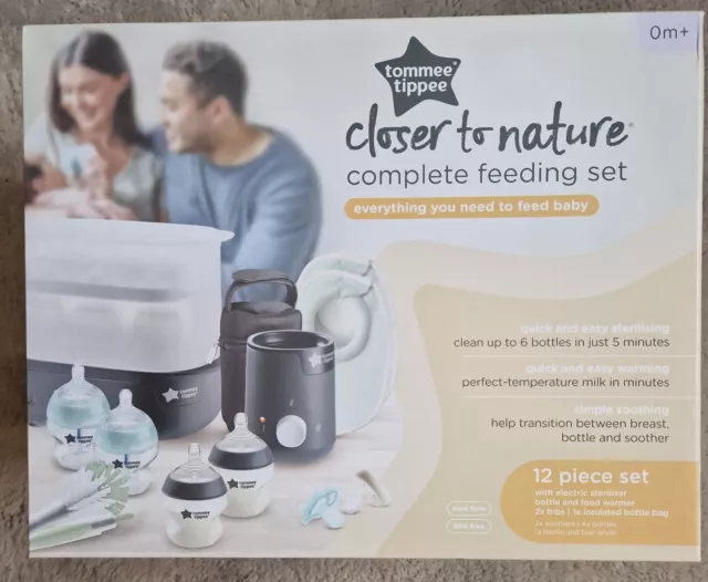 Tommee Tippee 12-teiliges komplettes Fütterungsset mit elektrischem Sterilisator - nagelneu