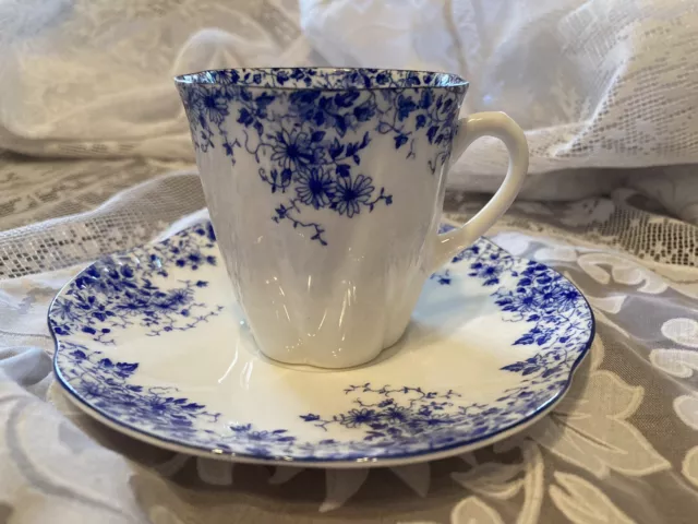 Vintage Shelley Dainty Blue Demitasse Cup and Saucer Mothers Day gift MINT