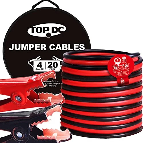 4 Gauge 20 Feet Jumper Cables for Car, SUV and Trucks Battery, Heavy Du...