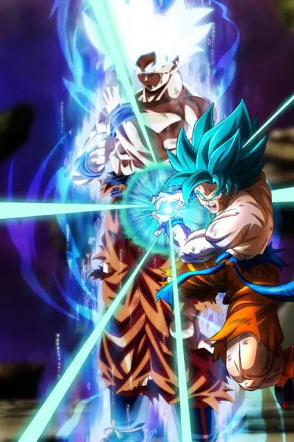 Dragon Ball Super Poster Goku SSJ Blue Kaioken Collage 12in x 18in