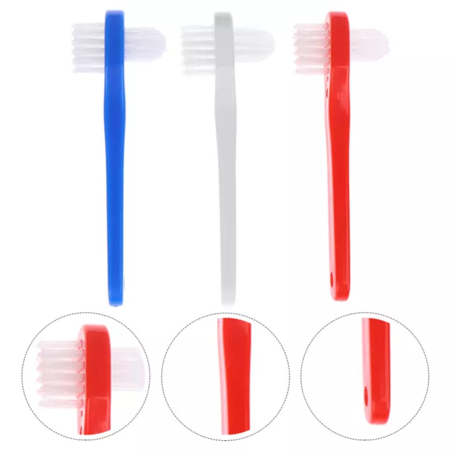 3 piezas cepillo de dientes plástico para adultos dispositivo de limpieza de prótesis