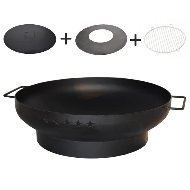 HOCHWERTIGE FEUERSCHALE 100 cm FULL SET m. Grillring/platte, Grillrost