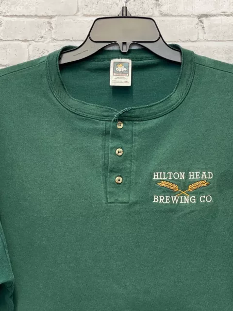 Vintage Cotton Deluxe Shirt Men's Size 2X Hilton Head Brewing Green Cotton 2
