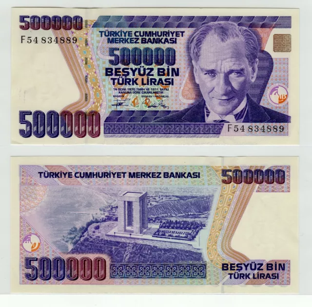 TURKEY  500,000 (1/2 MILLION) LIRA P-208c 1993  ATATURK MONUMENT UNC BANKNOTE