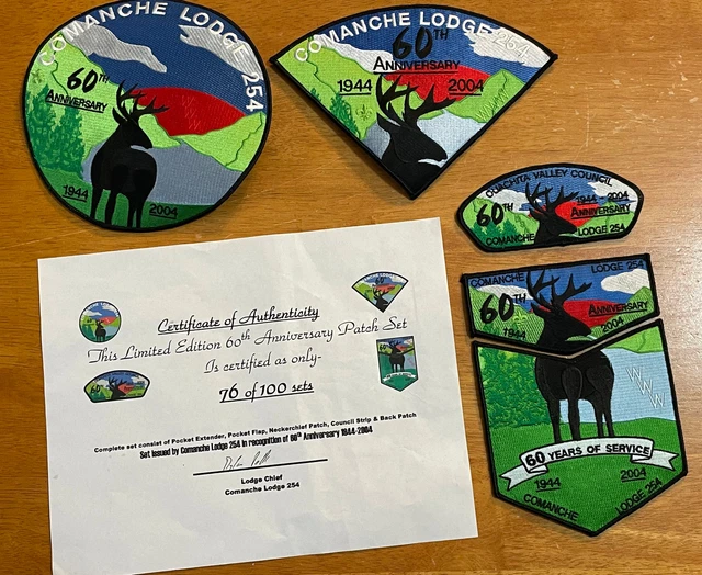 Boy Scout OA Lodge 254 Comanche CSP  Flap Set 60th Anniversary  Lot