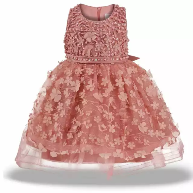 Abito da damigella d'onore rosa polveroso paillettes floreale abito damigella d'onore da 3 a 24 mesi
