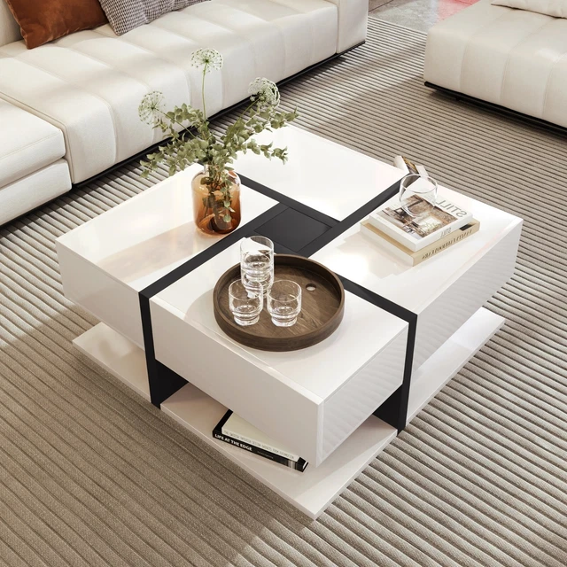 Table Basse Vitrine Ligne Roset - Verre Et Bois - Beige - Occasion