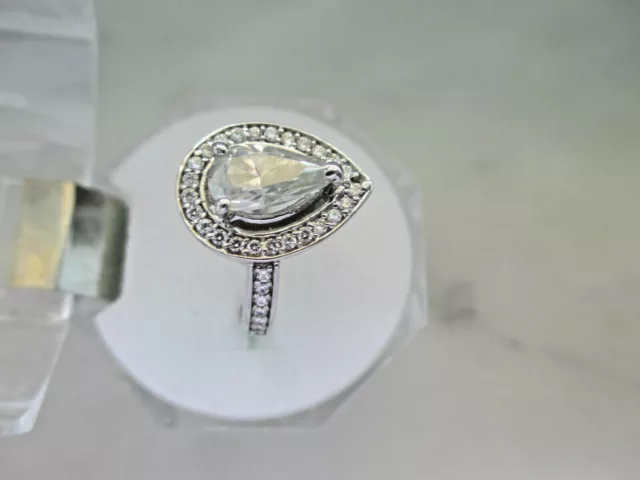 925 Sterling Silver 2.60Ct Off White Diamond Moissanite Pear Cut Ring